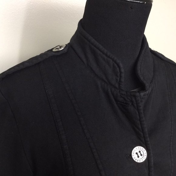 Hard Tail Vintage 90s Y2k Military Inspired Jersey Jacket Black Sz XS - Picture 4 of 5